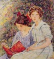 Dos niñas leyendo dama Robert Reid